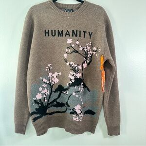 NWT- NEW- RGSTR “HUMANITY” Japan-Inspired Knit Sweater Large Cherry Blossom